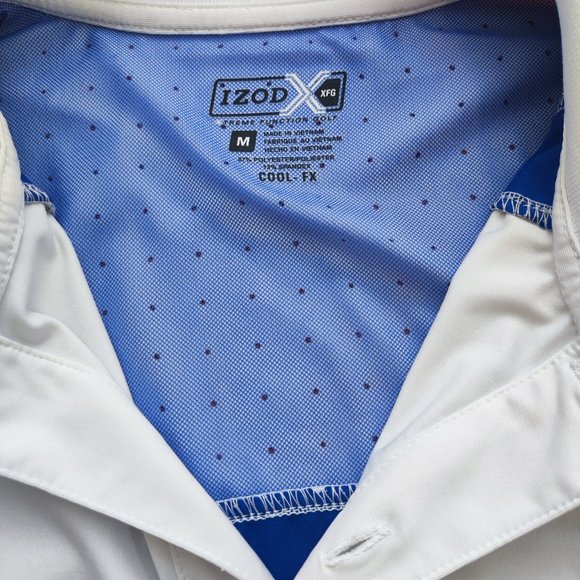 Izod XFG cool-fx white blue golf athletic shirt men's size M - Picture 3 of 8